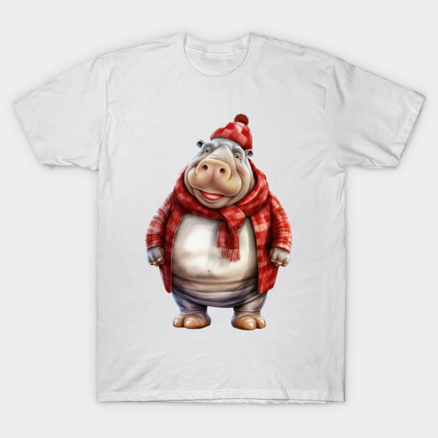 Santa Hippo T-Shirt by Chromatic Fusion Studio